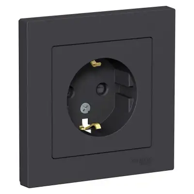 Розетка 1-м СП AtlasDesign 16А IP20 с заземл. защ. шторки в сборе карбон SE ATN001044 наличный и безналичный расчет