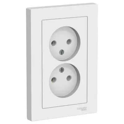 Розетка 2-м СП AtlasDesign 16А IP20 без заземл. в сборе бел. SE ATN000120 наличный и безналичный расчет