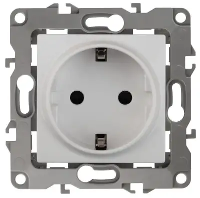Розетка 1-м СП Эра12 12-2102-01 16А IP20 16AX 250В 2P+E Schuko защ. шторки механизм бел. Эра Б0014687 наличный и безналичный расчет