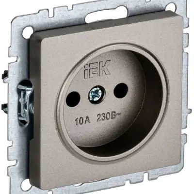Розетка BRITE РС10-1-0-БрШ 10А без заземл. без защ. шторок шампань IEK BR-R10-10-K37 наличный и безналичный расчет