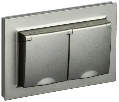 Розетка 2-м СП BRITE РСбш12-3-44-БрШ 16А в сборе IP44 с крышкой шампань IEK BR-R26-16-44-K37-F наличный и безналичный расчет