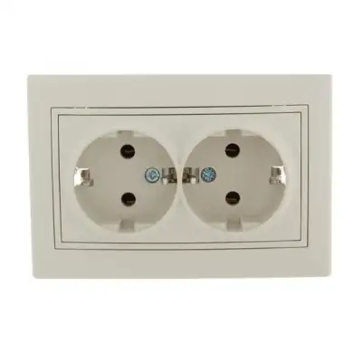 Розетка 2-м СП Mira 16А IP20 с заземл. со вставкой керамика крем. LEZARD 701-0303-127 наличный и безналичный расчет