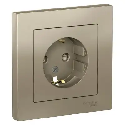 Розетка 1-м СП AtlasDesign 16А IP20 с заземл. защ. шторки в сборе шампань SE ATN000544 наличный и безналичный расчет