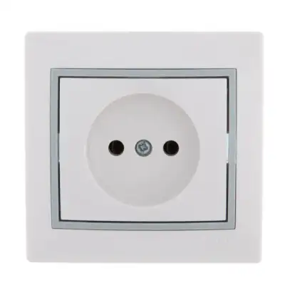 Розетка 1-м СП Mira 16А IP20 без заземл. с сер. вставкой керамика бел. LEZARD 701-0215-121 наличный и безналичный расчет
