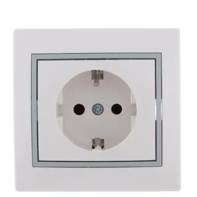 Розетка 1-м СП Mira 16А IP20 с заземл. с сер. вставкой керамика бел. LEZARD 701-0215-122 наличный и безналичный расчет