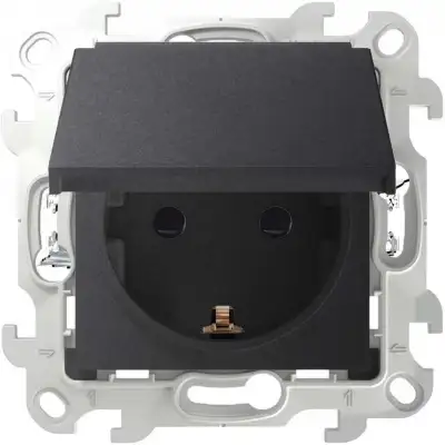 Розетка 1-м СП Simon 24 16А IP44 2P+E Push&Go механизм графит Simon 2420448-038 наличный и безналичный расчет