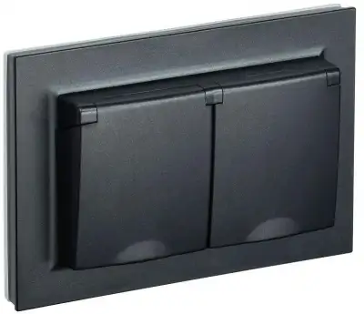Розетка 2-м СП BRITE РСбш12-3-44-БрЧ 16А в сборе IP44 с крышкой черн. IEK BR-R26-16-44-K02-F наличный и безналичный расчет