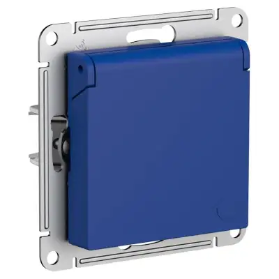 Розетка AtlasDesign 16А IP20 с заземл. защ. шторки с крышкой механизм аквамарин SE ATN001146 наличный и безналичный расчет