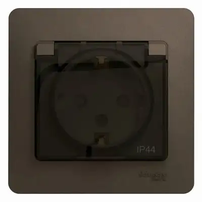 Розетка 1-м СП 1мод. Glossa 16А IP44 с заземл. защ. шторки с крышкой в сборе шоколад SE GSL000848 наличный и безналичный расчет