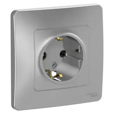 Розетка 1-м СП Blanca 16А IP20 250В с заземл. без защ. шторок алюм. SE BLNRS001013 наличный и безналичный расчет