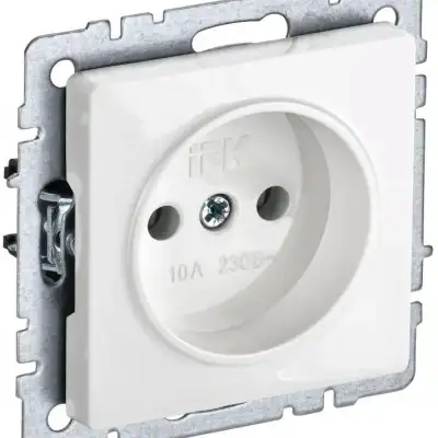 Розетка BRITE РС10-1-0-БрБ 10А без заземл. без защ. шторок бел. IEK BR-R10-10-K01 наличный и безналичный расчет