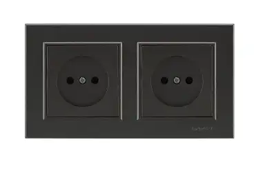Розетка 2-м СП Karea 10А IP20 б/з дым. металлик Makel 56050017 наличный и безналичный расчет
