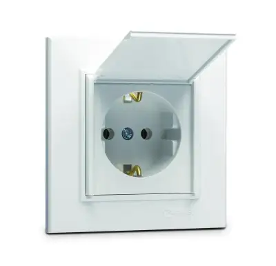 Розетка с/з и крышкой (Керамика) СП Karea 16А IP20 бел. Makel 56001009 наличный и безналичный расчет