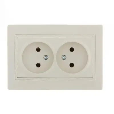 Розетка 2-м СП Mira 16А IP20 без заземл. со вставкой керамика крем. LEZARD 701-0303-128 наличный и безналичный расчет