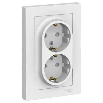 Розетка 2-м СП AtlasDesign 16А IP20 с заземл. защ. шторки в сборе бел. SE ATN000126 наличный и безналичный расчет