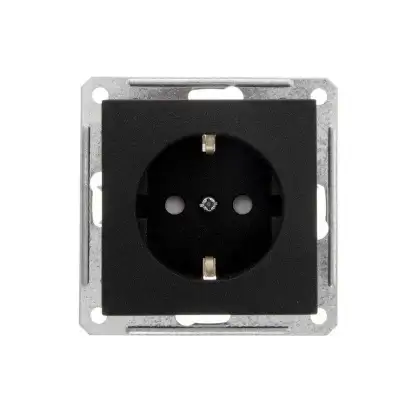 Розетка 1-м СП W59 16А IP20 с заземл. защ. шторки механизм черн. бархат SE RS16-152-6-86 наличный и безналичный расчет