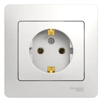 Розетка 1-м СП Glossa 16А IP20 с заземл. в сборе бел. SE GSL000142 наличный и безналичный расчет