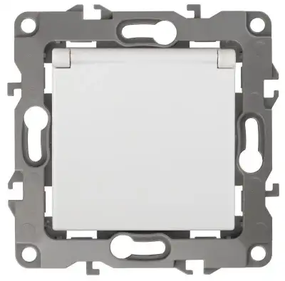 Розетка 1-м СП Эра12 12-2103-01 16А IP20 16AX 250В 2P+E Schuko защ. шторки с крышкой механизм бел. Эра Б0014693 наличный и безналичный расчет