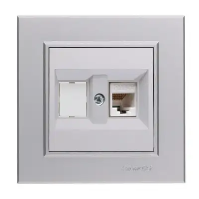 Розетка компьютерная+гнездо СП Karea 16А IP20 CAT 5 сереб. Makel 56065035 наличный и безналичный расчет