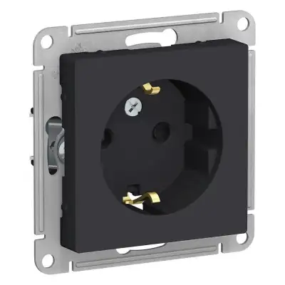 Розетка 1-м СП AtlasDesign 16А IP20 с заземл. защ. шторки механизм карбон SE ATN001045 наличный и безналичный расчет