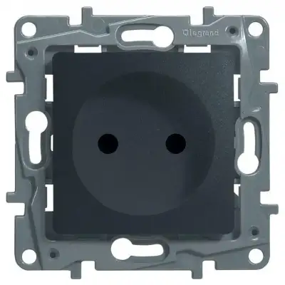 Розетка 1-м СП Etika 16А IP31 250В 2P без заземл. защ. шторки немецк. стандарт винтов. клеммы механизм антрацит Leg 672634 наличный и безналичный расчет