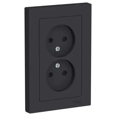 Розетка 2-м СП AtlasDesign 16А IP20 без заземл. защ. шторки в сборе карбон SE ATN001022 наличный и безналичный расчет