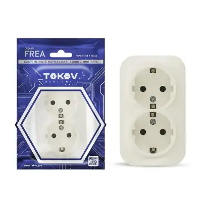 Розетка 2-м ОП Frea 16А IP20 250В с заземл. АБС-пластик беж. TOKOV ELECTRIC TKE-FR-R2Z-C02 наличный и безналичный расчет