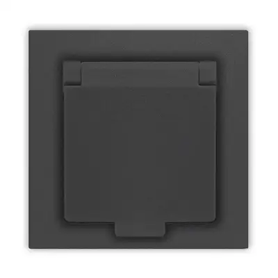 Розетка 1-м СП Афина 16А IP20 с заземл. с крышкой в сборе графит Universal A0029-Gr наличный и безналичный расчет