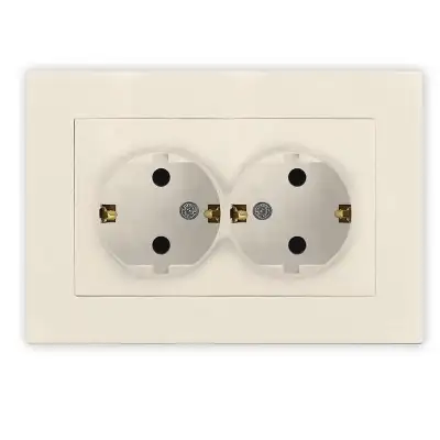Розетка 2-м СП Афина 16А IP20 с заземл. в сборе сл. кость (ivory) Universal A0128-I наличный и безналичный расчет