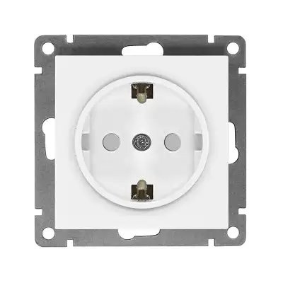 Розетка 1-м СП Афина 16А IP20 с заземл. защ. шторки механизм бел. Universal A0049 наличный и безналичный расчет