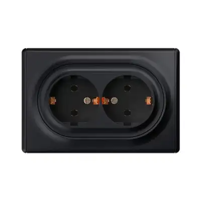 Розетка 2-м СП Florence 16А IP20 с заземл. винт. клеммы черн. 1E10401303 OneKeyElectro 2172813 наличный и безналичный расчет