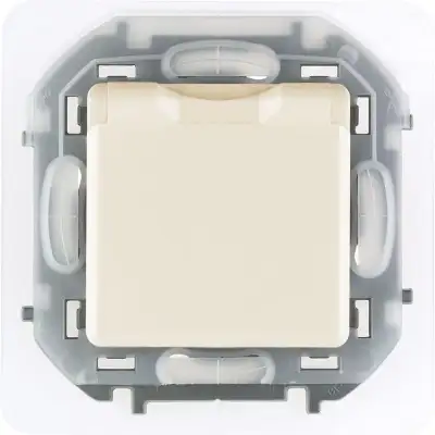 Розетка 1-м СП Inspiria 16А IP44 250В 2P+E защ. шторки с крышкой немецк. стандарт механизм сл. кость Leg 673741 наличный и безналичный расчет