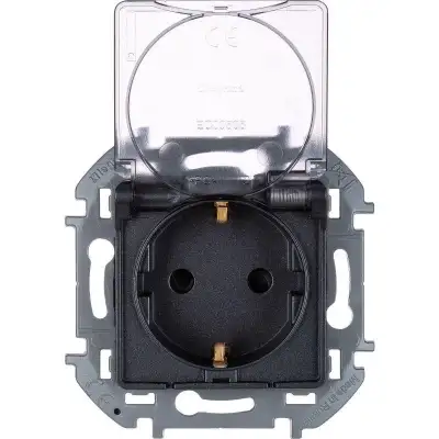 Розетка 1-м СП Inspiria 16А IP44 250В 2P+E защ. шторки с крышкой немецк. стандарт механизм антрацит Leg 673743 наличный и безналичный расчет