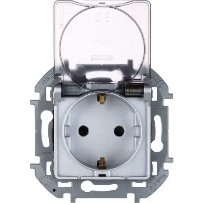 Розетка 1-м СП Inspiria 16А IP44 250В 2P+E защ. шторки с крышкой немецк. стандарт механизм алюм. Leg 673742 наличный и безналичный расчет
