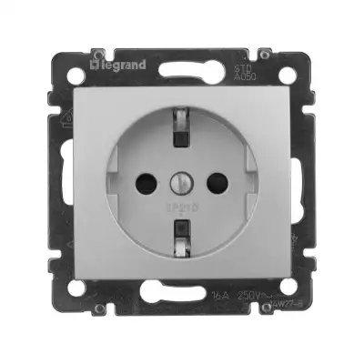 Розетка 1-м СП Valena 16А IP21 230/250В 2P+E с заземл. защ. шторки на винтах механизм алюм. Leg 770121 наличный и безналичный расчет