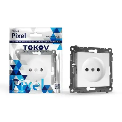 Розетка 1-м СП Pixel 16А IP20 без заземл. защ. шторки механизм бел. TOKOV ELECTRIC TKE-PX-R1SF-C01 наличный и безналичный расчет
