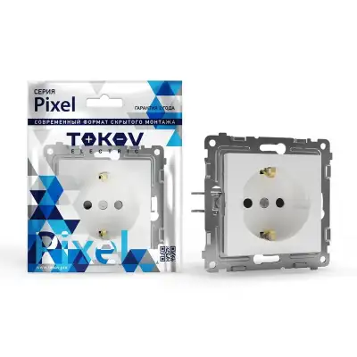 Розетка 1-м СП Pixel 16А IP20 с заземл. механизм бел. TOKOV ELECTRIC TKE-PX-R1Z-C01 наличный и безналичный расчет