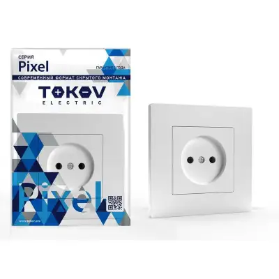 Розетка 1-м СП Pixel 16А IP20 без заземл. в сборе бел. TOKOV ELECTRIC TKE-PX-R1F-C01 наличный и безналичный расчет