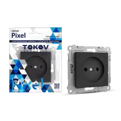 Розетка 1-м СП Pixel 16А IP20 без заземл. защ. шторки механизм карбон TOKOV ELECTRIC TKE-PX-R1SF-C14 наличный и безналичный расчет