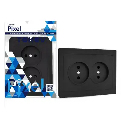 Розетка 2-м СП Pixel 16А IP20 без заземл. в сборе карбон TOKOV ELECTRIC TKE-PX-R2F-C14 наличный и безналичный расчет
