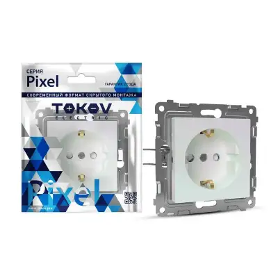 Розетка 1-м СП Pixel 16А IP20 с заземл. механизм перламутр. TOKOV ELECTRIC TKE-PX-R1Z-C04 наличный и безналичный расчет