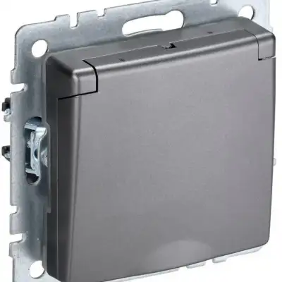 Розетка BRITE РСбш10-3-44-БрС 16А IP44 с заземл. защ. шторки с крышкой сталь IEK BR-R16-16-44-K46 наличный и безналичный расчет
