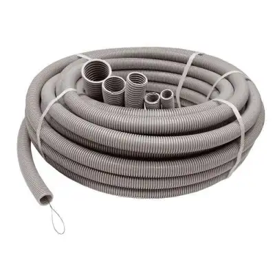 Труба гофрированная ПВХ легкая d63мм с протяжкой сер. (уп.15м) Ruvinil 16301 наличный и безналичный расчет