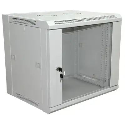 Шкаф настенный 19дюйм 12U 600х450х635мм (ШхГхВ) передняя дверь стекло боковые стенки съемные (разобранный) RAL7035 Rexant 04-2202 наличный и безналичный расчет