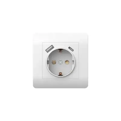 Розетка NEW3-E 16А с заземл. защ. шторки с 2-мя заряд. устройствами USB A+C 5В/2.1А бел. CHINT 431552 наличный и безналичный расчет