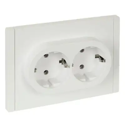 Розетка 2-м СП FORTE&PIANO FP224 16А с заземл. без защ. шторок безвинт. крепл. бел. IEK FP-R21-16-1-K01 наличный и безналичный расчет