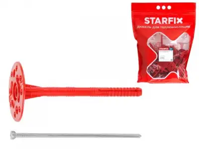 Дюбель для теплоизоляции 10х140 мм с металлич. гвоздем (50 шт в дой-паке) STARFIX наличный и безналичный расчет