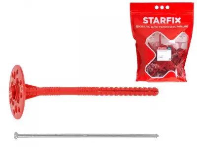 Дюбель для теплоизоляции 10х160 мм с металлич. гвоздем (50 шт в дой-паке) STARFIX наличный и безналичный расчет