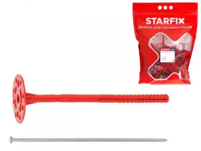 Дюбель для теплоизоляции 10х200 мм с металлич. гвоздем (30 шт в дой-паке) STARFIX наличный и безналичный расчет