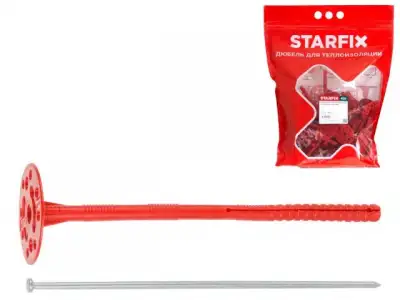 Дюбель для теплоизоляции 10х220 мм с металлич. гвоздем (30 шт в дой-паке) STARFIX наличный и безналичный расчет